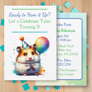 Hamster Themed Boy's Birthday Party Invitation