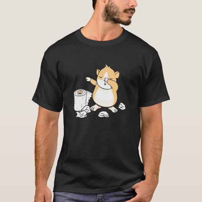 Hamster Toilet Paper Dabbing Dwarf Hamster T-Shirt (Front)