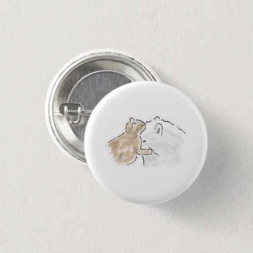 Hamster Touching Big White Bear Friend Gift Button