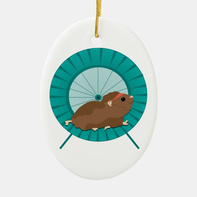 Hamster Treadmill Ceramic Ornament (Front)