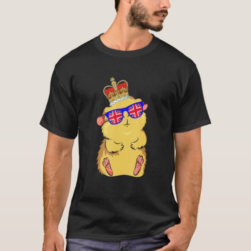 Hamster Wearing Sunglasses And Crown England UK Fl T_Shirt