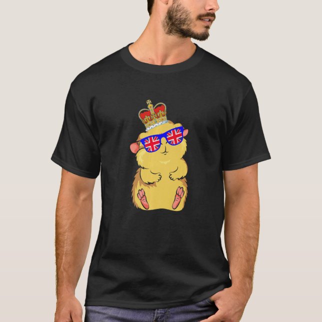 Hamster Wearing Sunglasses And Crown England UK Fl T-Shirt (Front)