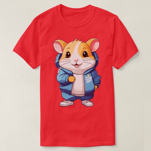hamster wearing tracksuit and sneakers T-Shirt (Design Front)