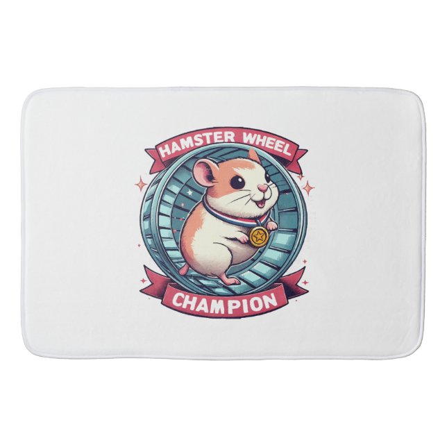 Hamster Wheel Champion Bath Mat (Front)