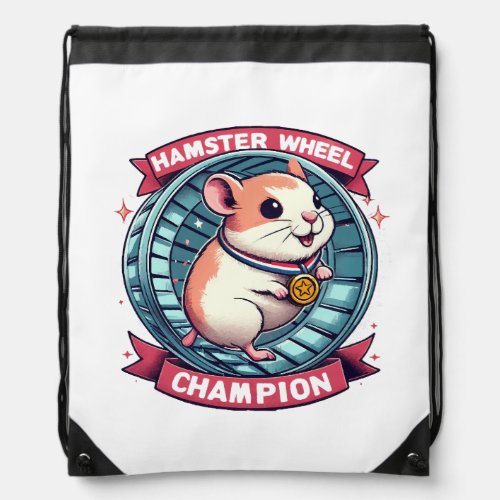 Hamster Wheel Champion Drawstring Bag