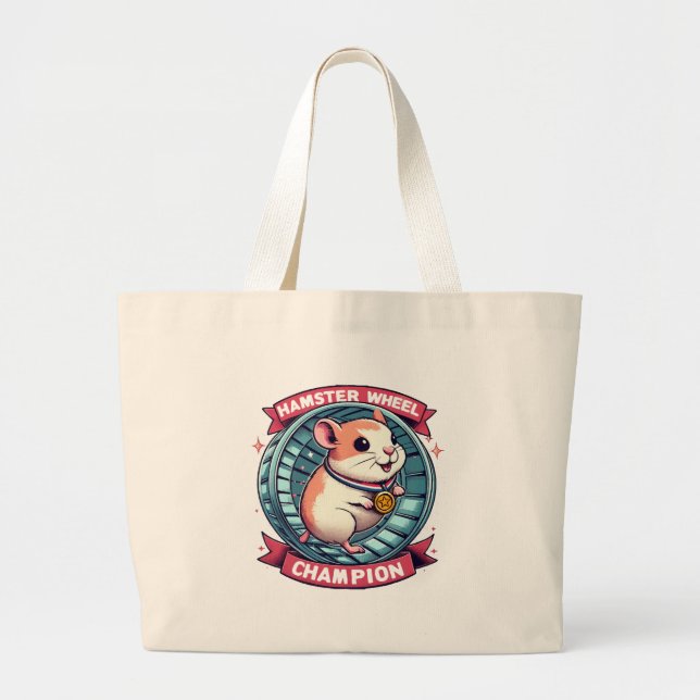 Hamster Wheel Champion Large Tote Bag (Front)