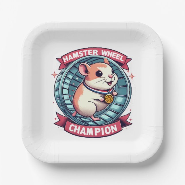 Hamster Wheel Champion Paper Plates (Front)