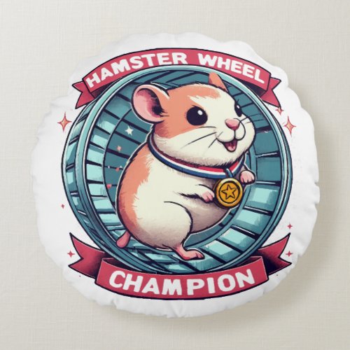 Hamster Wheel Champion Round Pillow