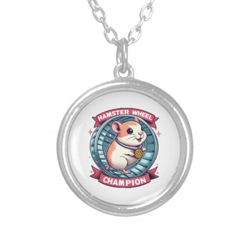 Hamster Wheel Champion Silver Plated Necklace