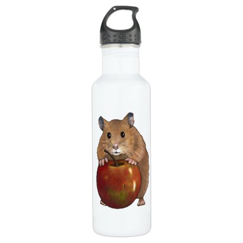 Hamster With Apple Drawing Freehand Art Stainless Steel Water Bottle