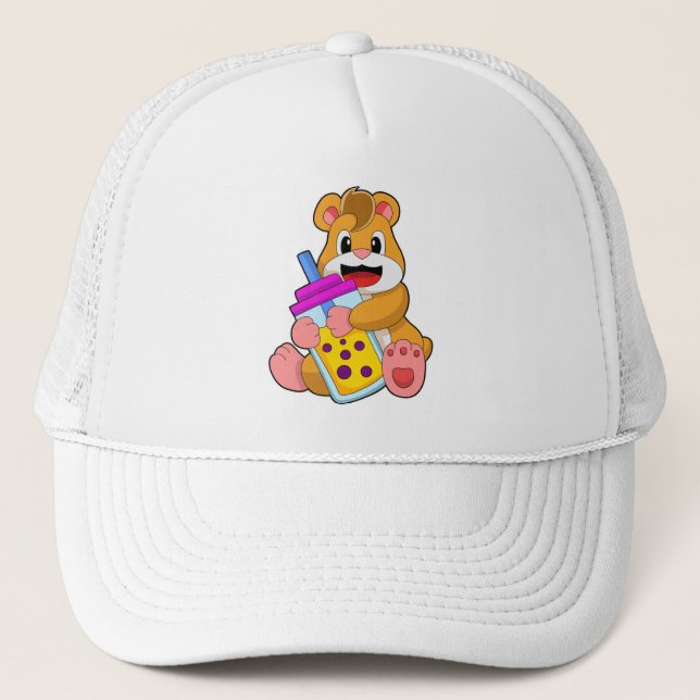 Hamster with Baby bottle Juice Trucker Hat (Front)