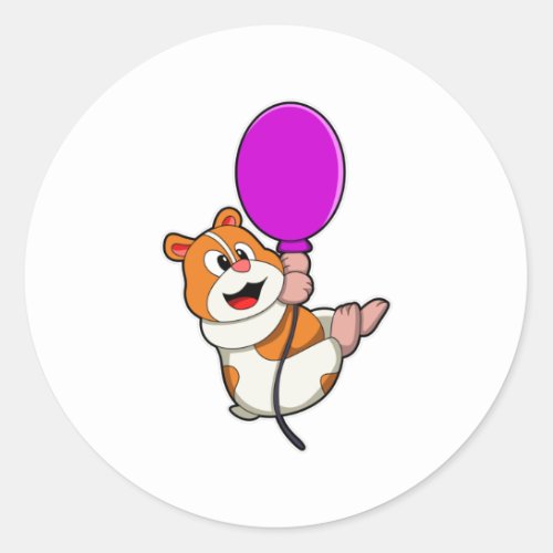 Hamster with Balloon Classic Round Sticker