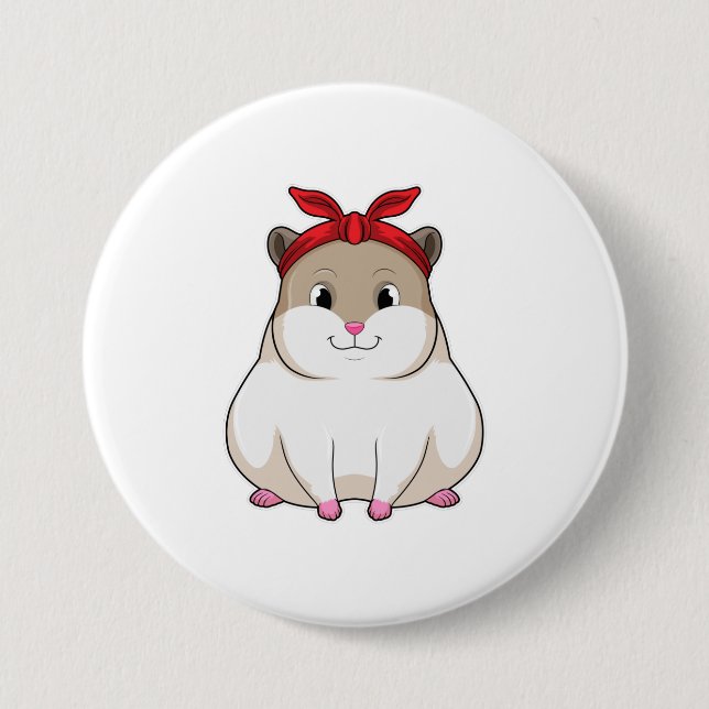 Hamster with Bandana Button (Front)