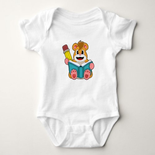 Hamster with Book and Pen Baby Bodysuit