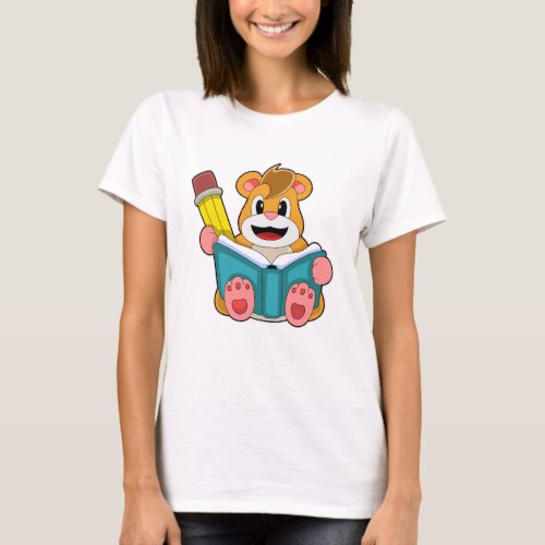 Hamster with Book and Pen T_Shirt