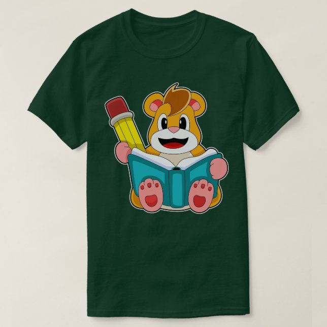 Hamster with Book Pen T-Shirt (Design Front)