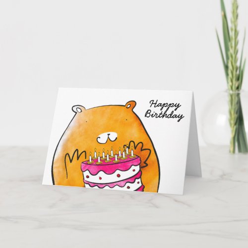 Hamster with cake birthday card