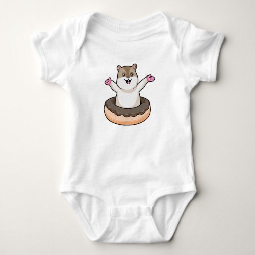 Hamster with Chocolate Donut Baby Bodysuit