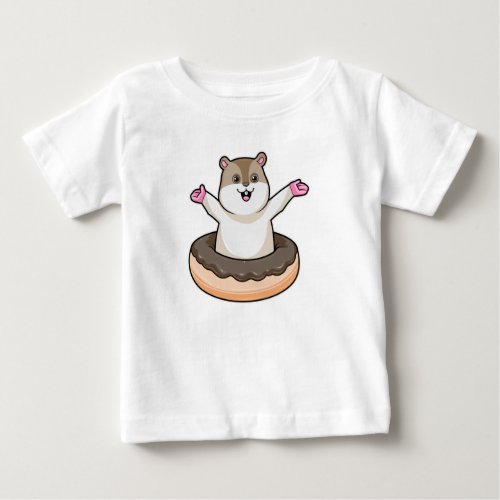 Hamster with Chocolate Donut Baby T_Shirt