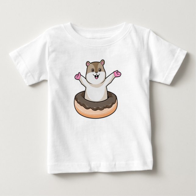Hamster with Chocolate Donut Baby T-Shirt (Front)