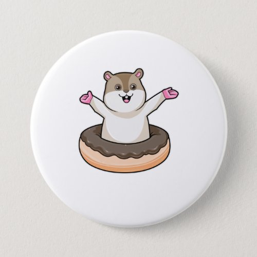 Hamster with Chocolate Donut Button