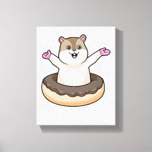 Hamster with Chocolate Donut Canvas Print