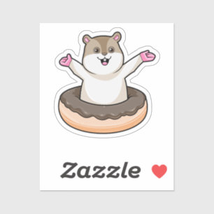 Hamster with Chocolate Donut Sticker