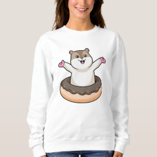 Hamster with Chocolate Donut Sweatshirt