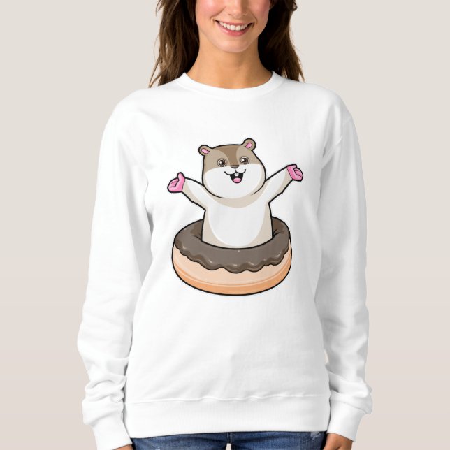 Hamster with Chocolate Donut Sweatshirt (Front)