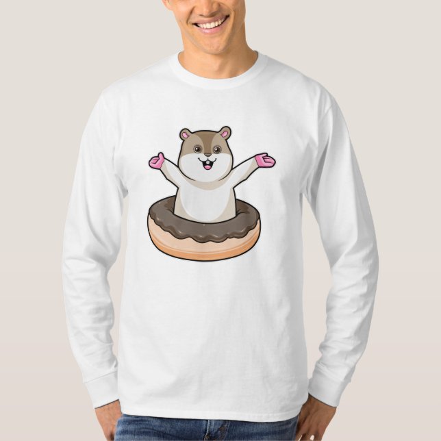 Hamster with Chocolate Donut T-Shirt (Front)
