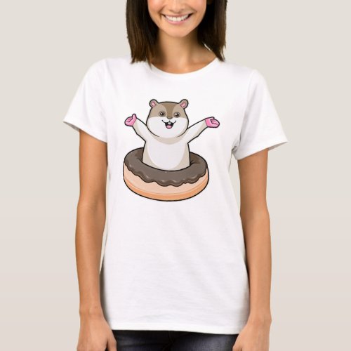 Hamster with Chocolate Donut T_Shirt