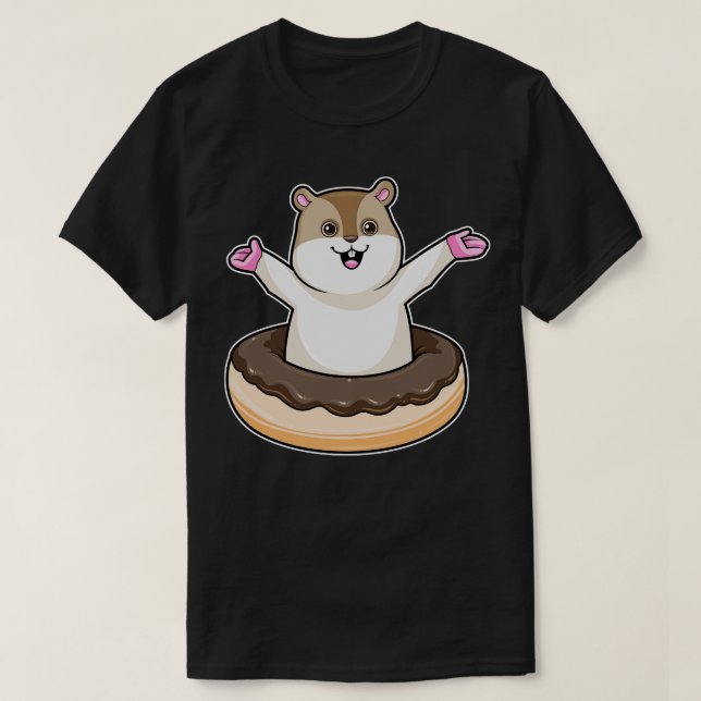 Hamster with Chocolate Donut T-Shirt (Design Front)