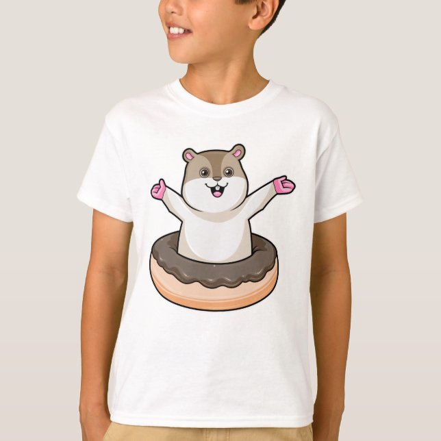 Hamster with Chocolate Donut T-Shirt (Front)