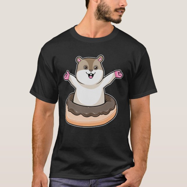Hamster with Chocolate Donut T-Shirt (Front)