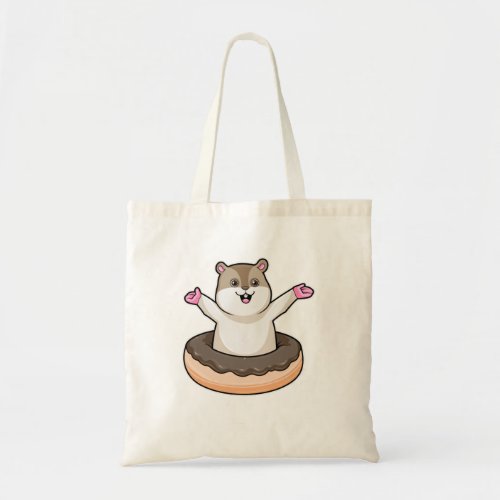 Hamster with Chocolate Donut Tote Bag