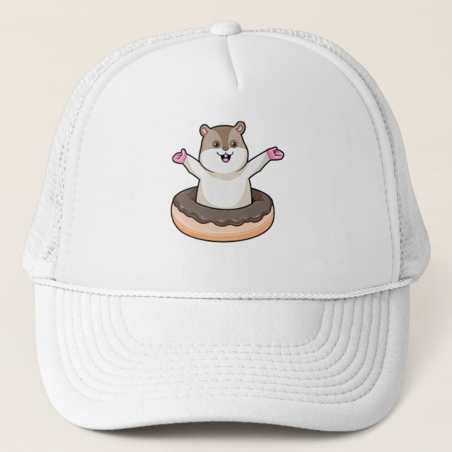 Hamster with Chocolate Donut Trucker Hat (Front)