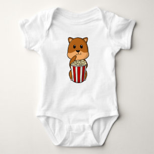 Hamster with Cone of Popcorn Baby Bodysuit