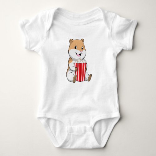 Hamster with Cone of Popcorn Baby Bodysuit