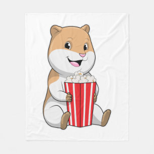Hamster with Cone of Popcorn Fleece Blanket