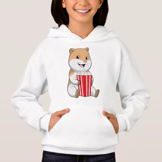 Hamster with Cone of Popcorn Hoodie (Front)