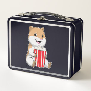 Hamster with Cone of Popcorn Metal Lunch Box
