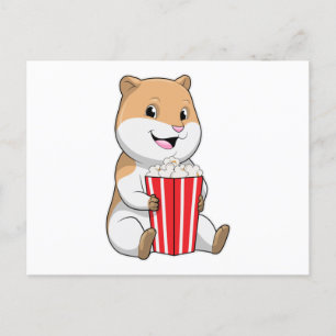 Hamster with Cone of Popcorn Postcard