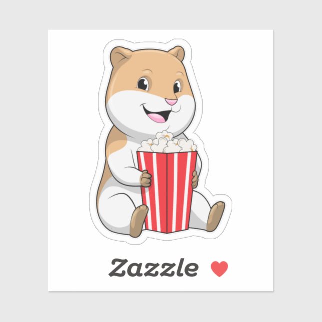 Hamster with Cone of Popcorn Sticker (Sheet)