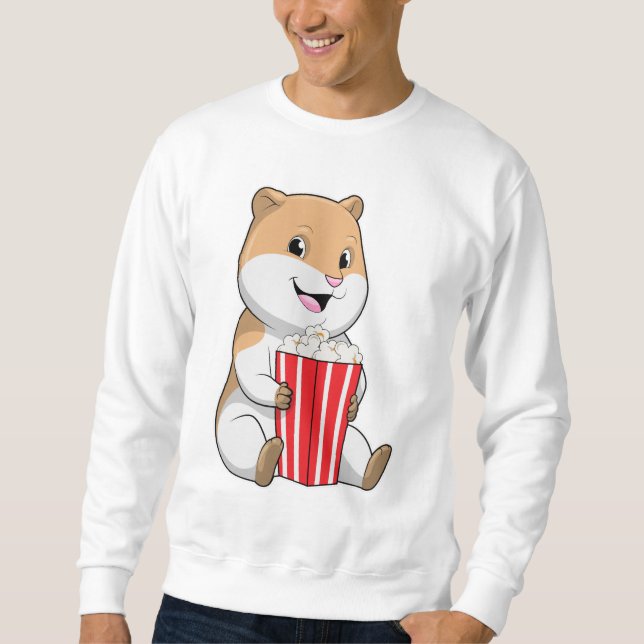 Hamster with Cone of Popcorn Sweatshirt (Front)