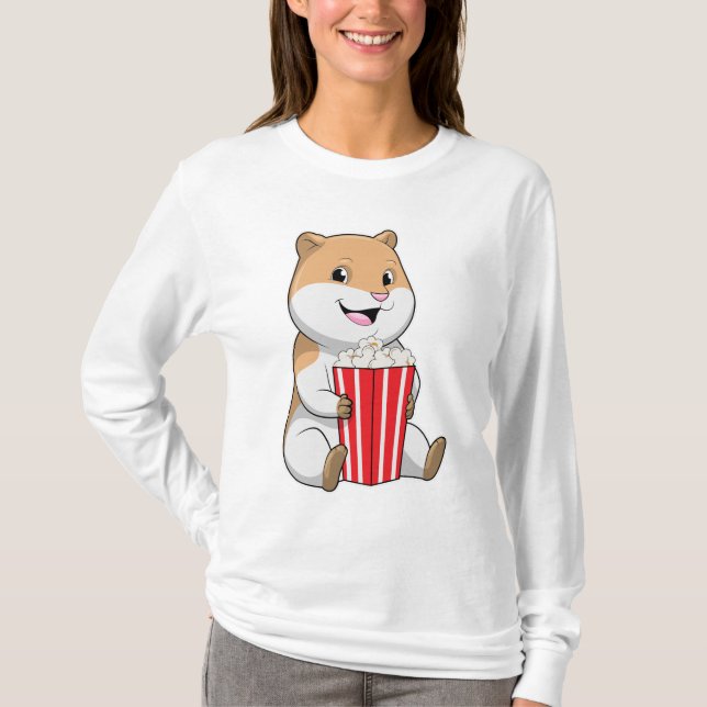 Hamster with Cone of Popcorn T-Shirt (Front)