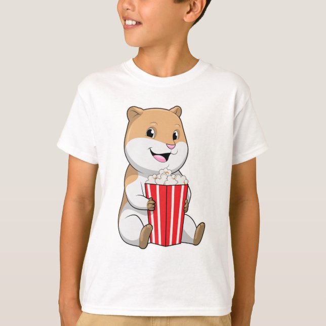 Hamster with Cone of Popcorn T-Shirt (Front)