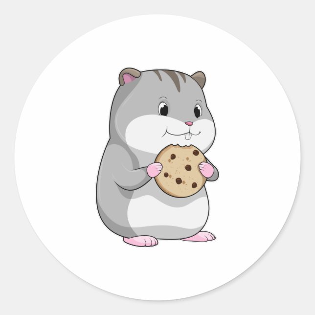 Hamster with Cookie Classic Round Sticker (Front)