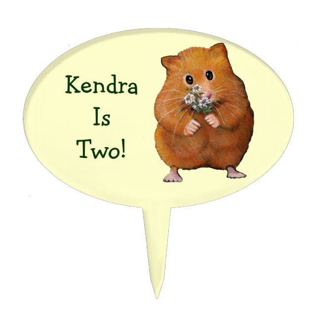 Hamster With Daisies: Original Art: Cute, Flowers Cake Topper (Front)