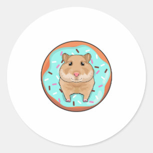 Hamster with Donut Classic Round Sticker