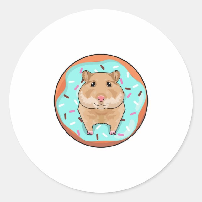 Hamster with Donut Classic Round Sticker (Front)